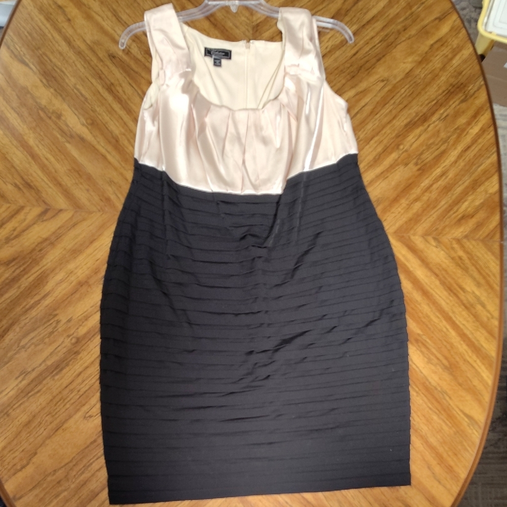 dressbarn Two-Tone Mini Dress in Black and Cream